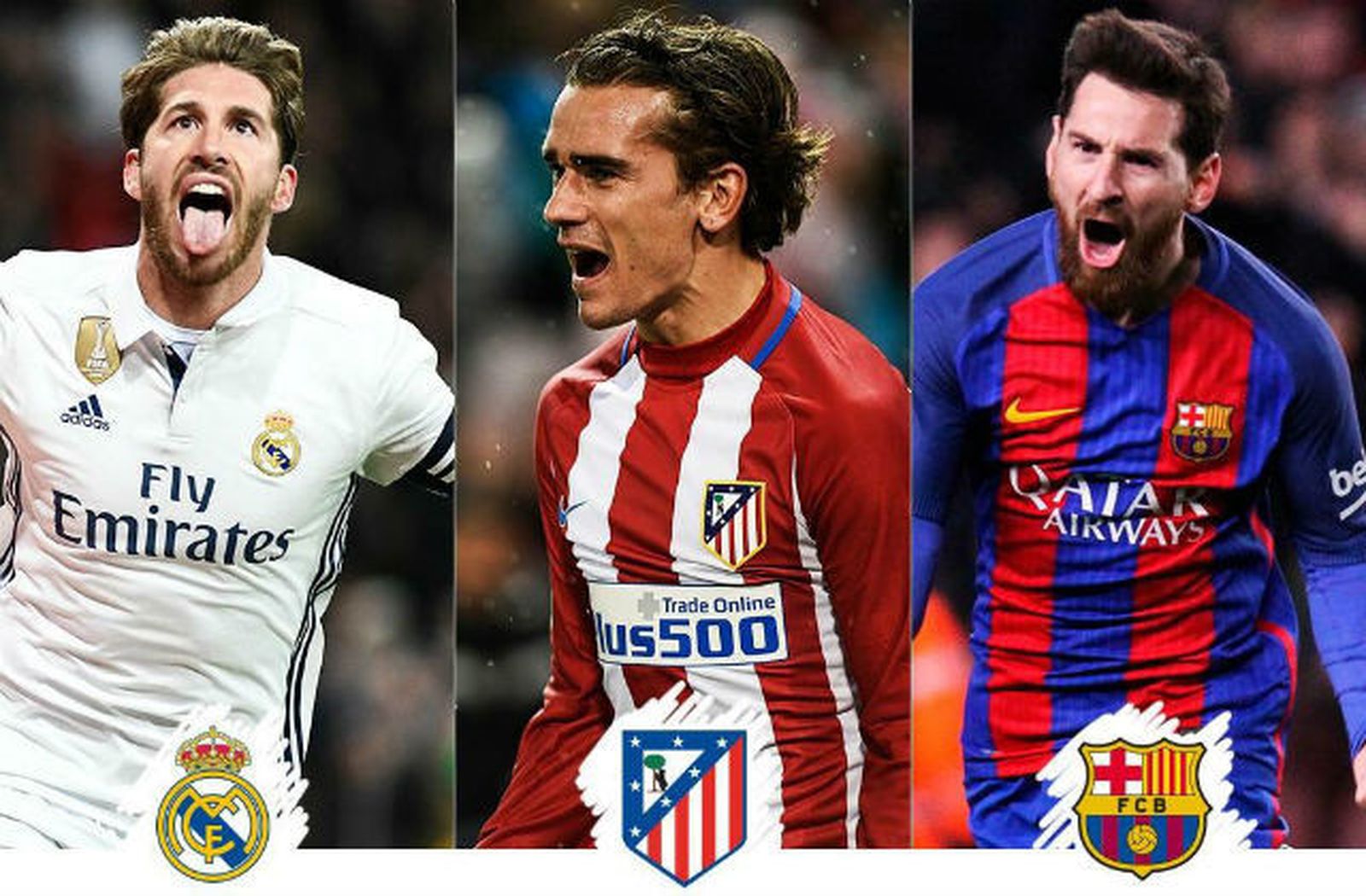 Sergio Ramos, Griezmann y Messi