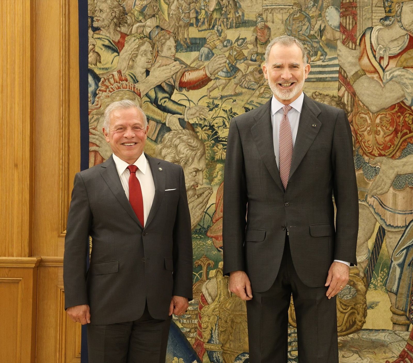 El rey de Jordania inicia su visita a España con una reunión con Felipe VI en Zarzuela