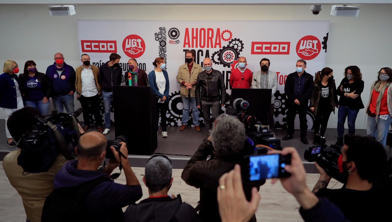 Rueda de prensa sindicatos antes de la manifestación por el Primero de Mayo