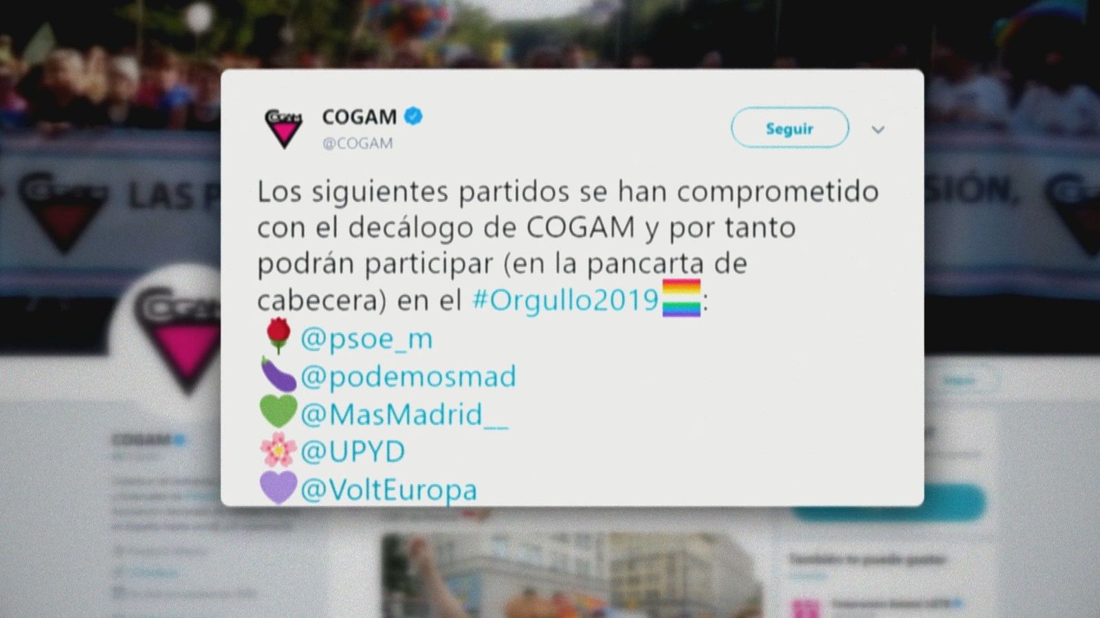 Cogam, tras vetar al PP y Cs: “Es incompatible estar en el Orgullo y con Vox”