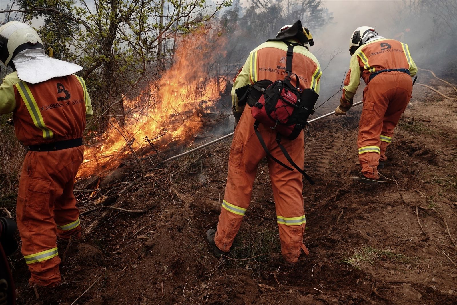 Asturias suma 116 incendios mientras sigue cortada la A-8 con Galicia