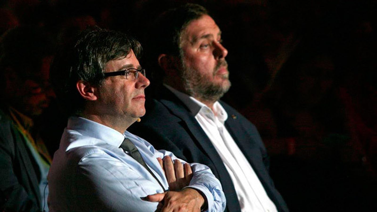 El presidente de la Generalitat, Carles Puigdemont, y el vicepresidente Oriolo Junqueras