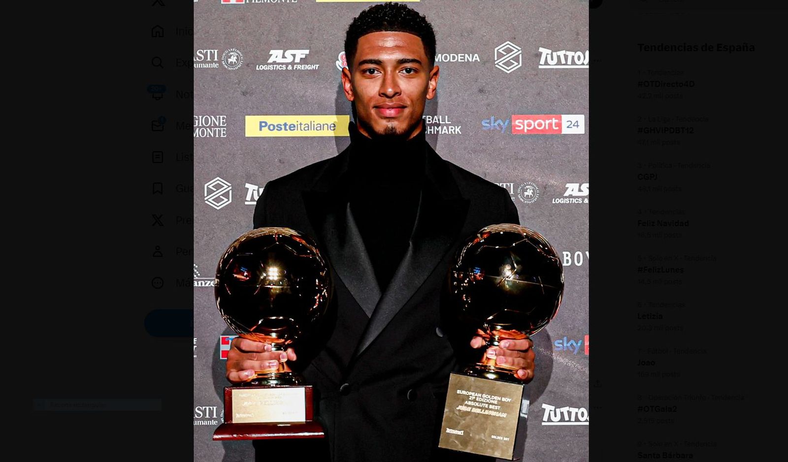 Bellingham recibe el 'Golden Boy': "Es un honor unirme a la lista de los ganadores"