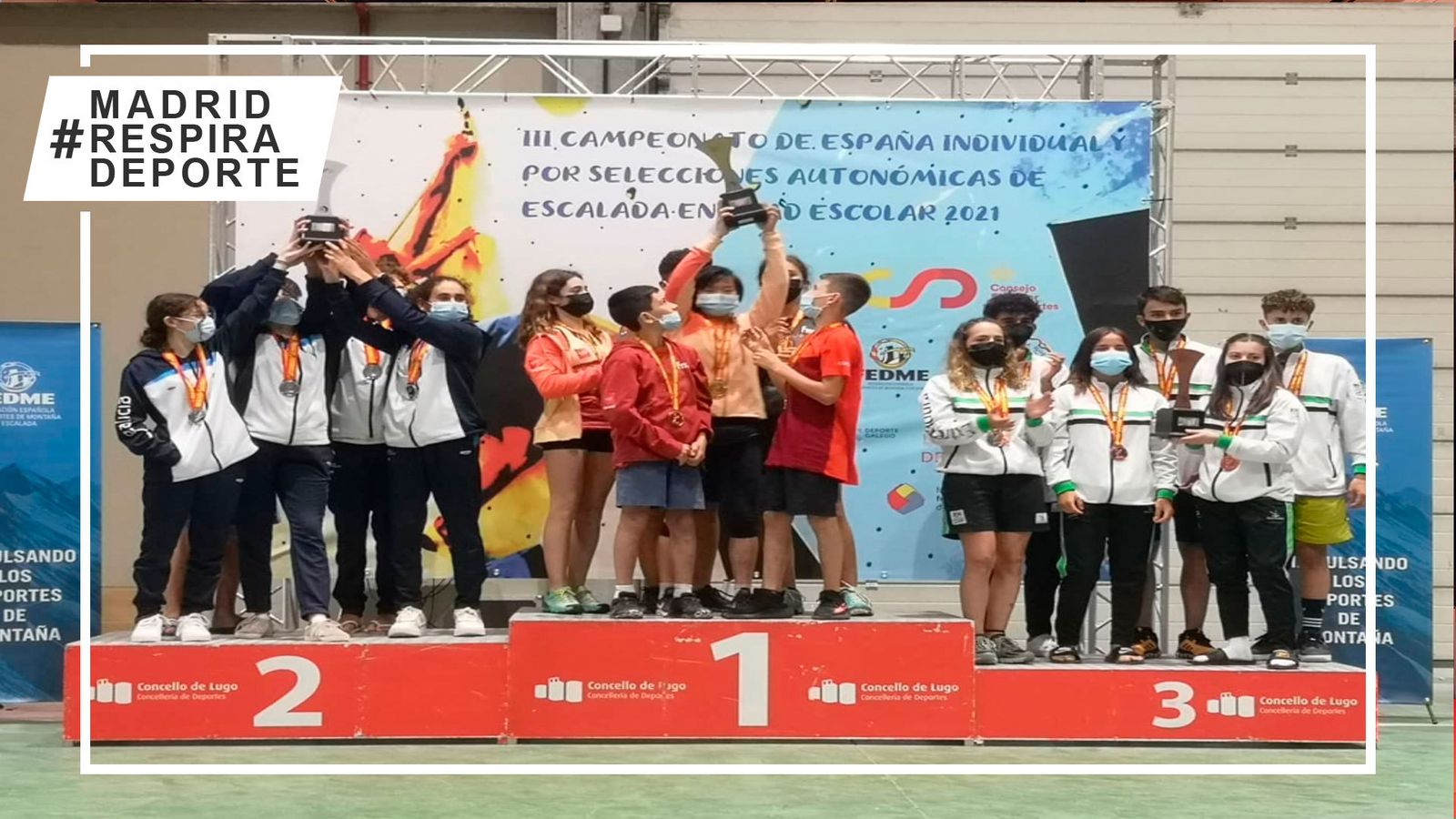 Podio del Campeonato de España de Escalada en edad escolar
