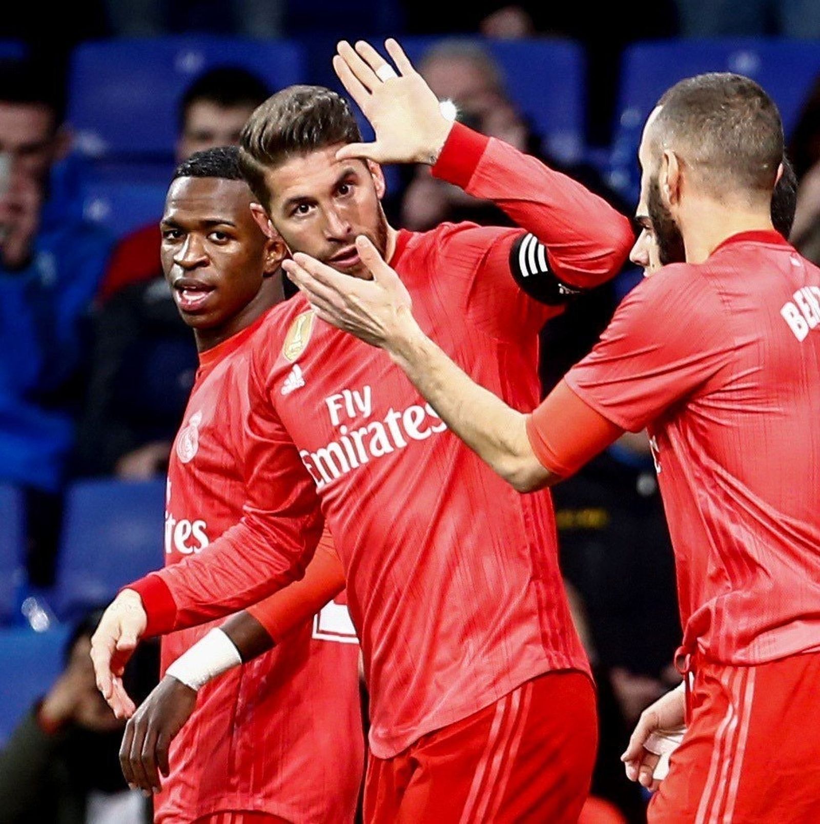 Sergio Ramos, Vinicius y Benzema