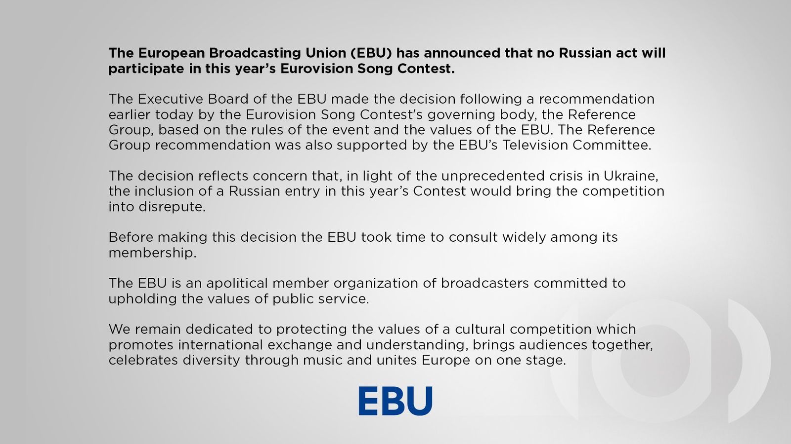 Comunicado de Eurovisión