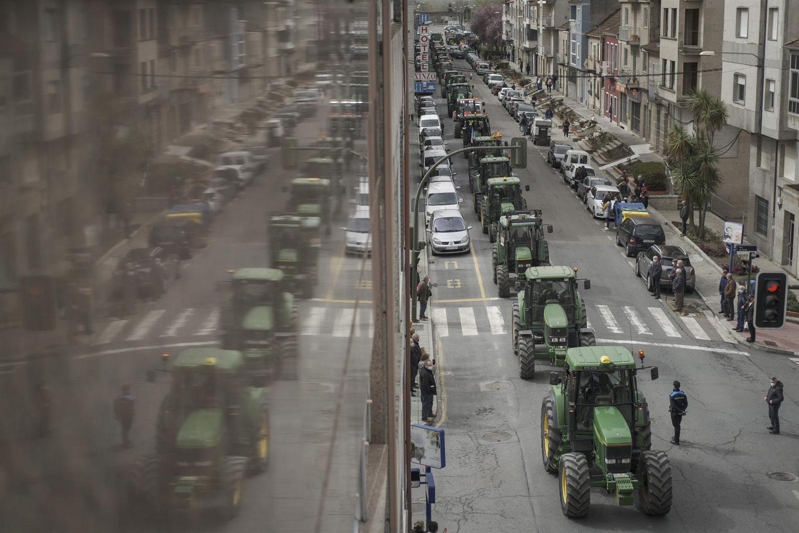 Huelga de transporte en las calles de Orense