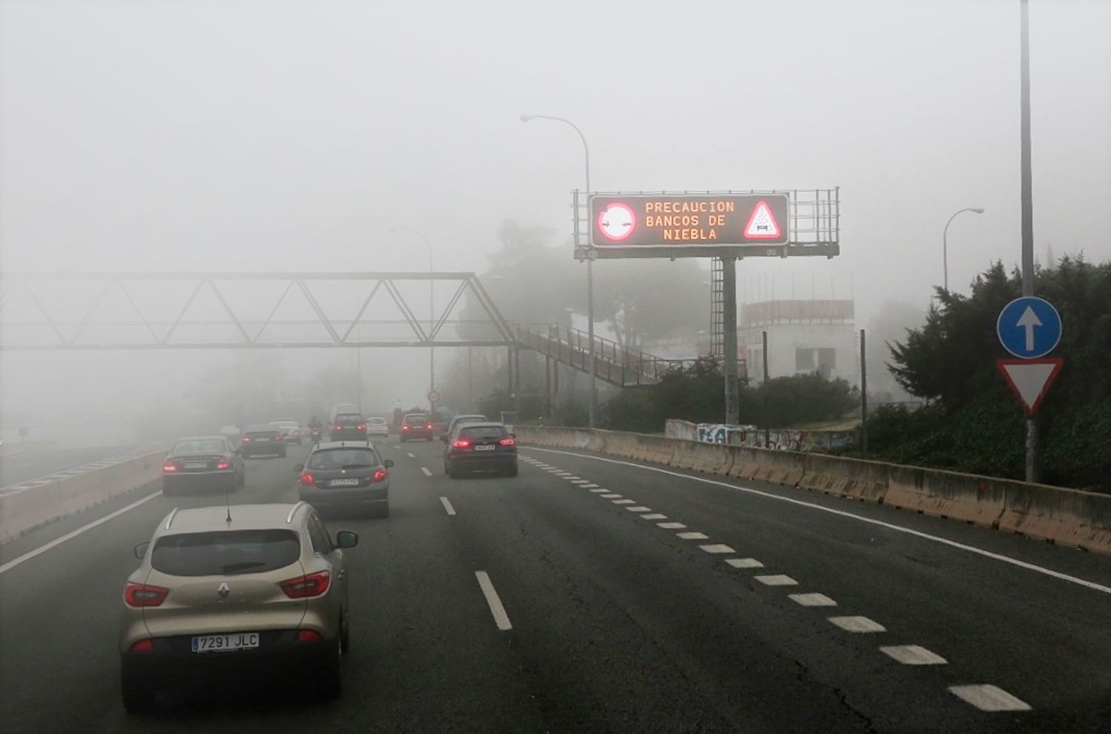 Aviso por bancos de niebla en las carreteras de la Comunidad de Madrid