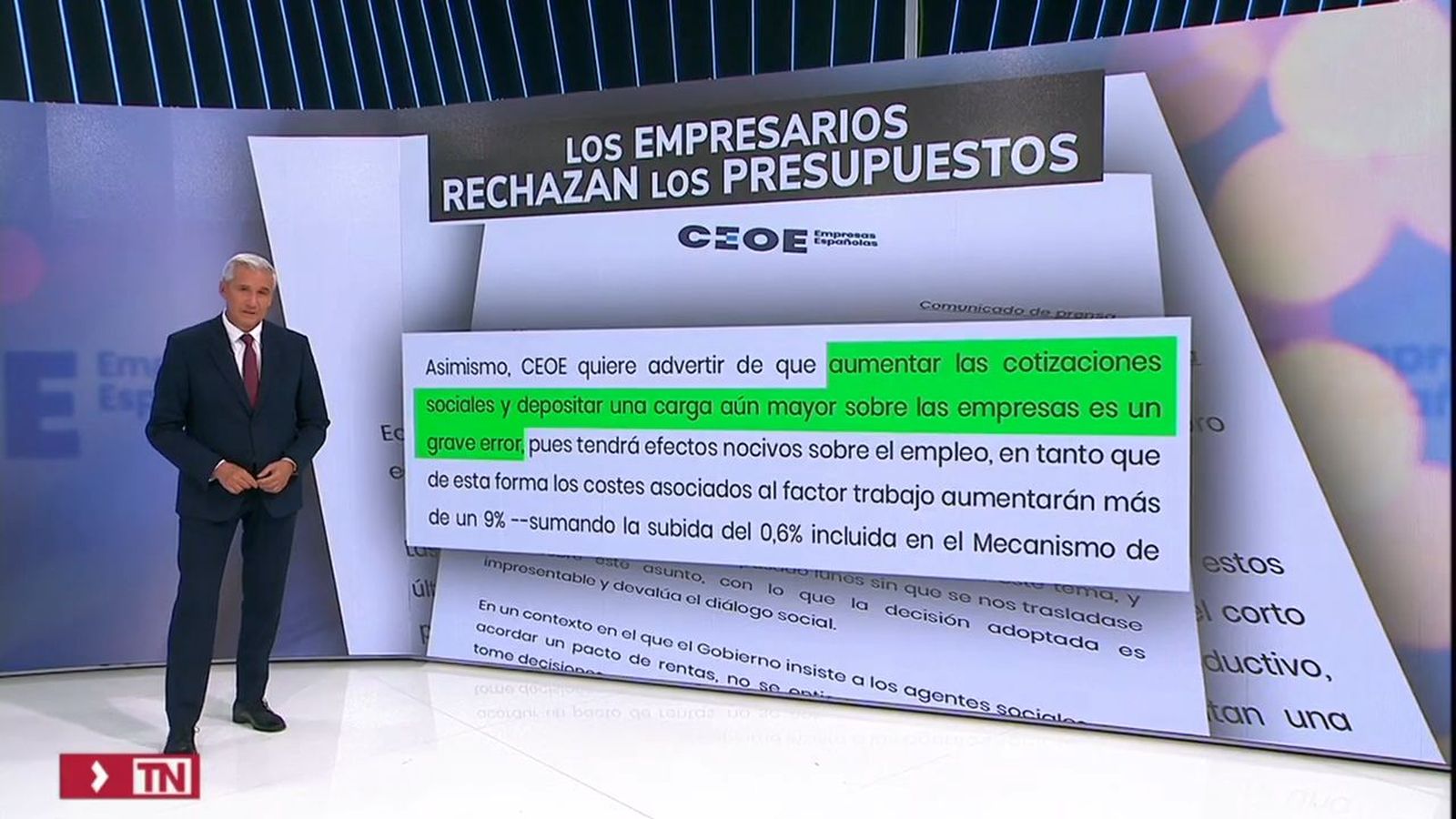 La CEOE protesta por los PGE
