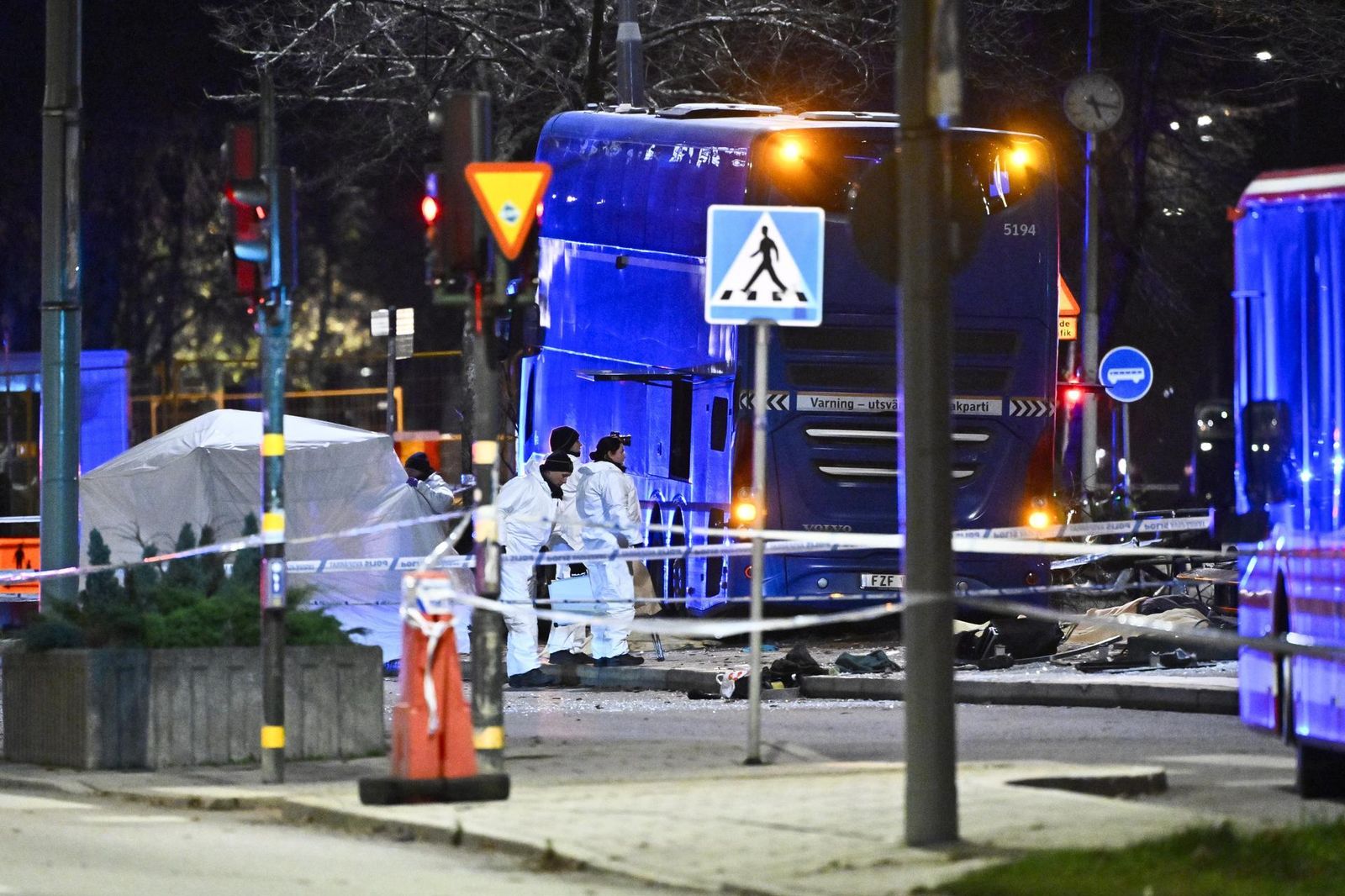 Lugar del atropello mortal de un autobús  a varias personas en Estocolmo, Suecia