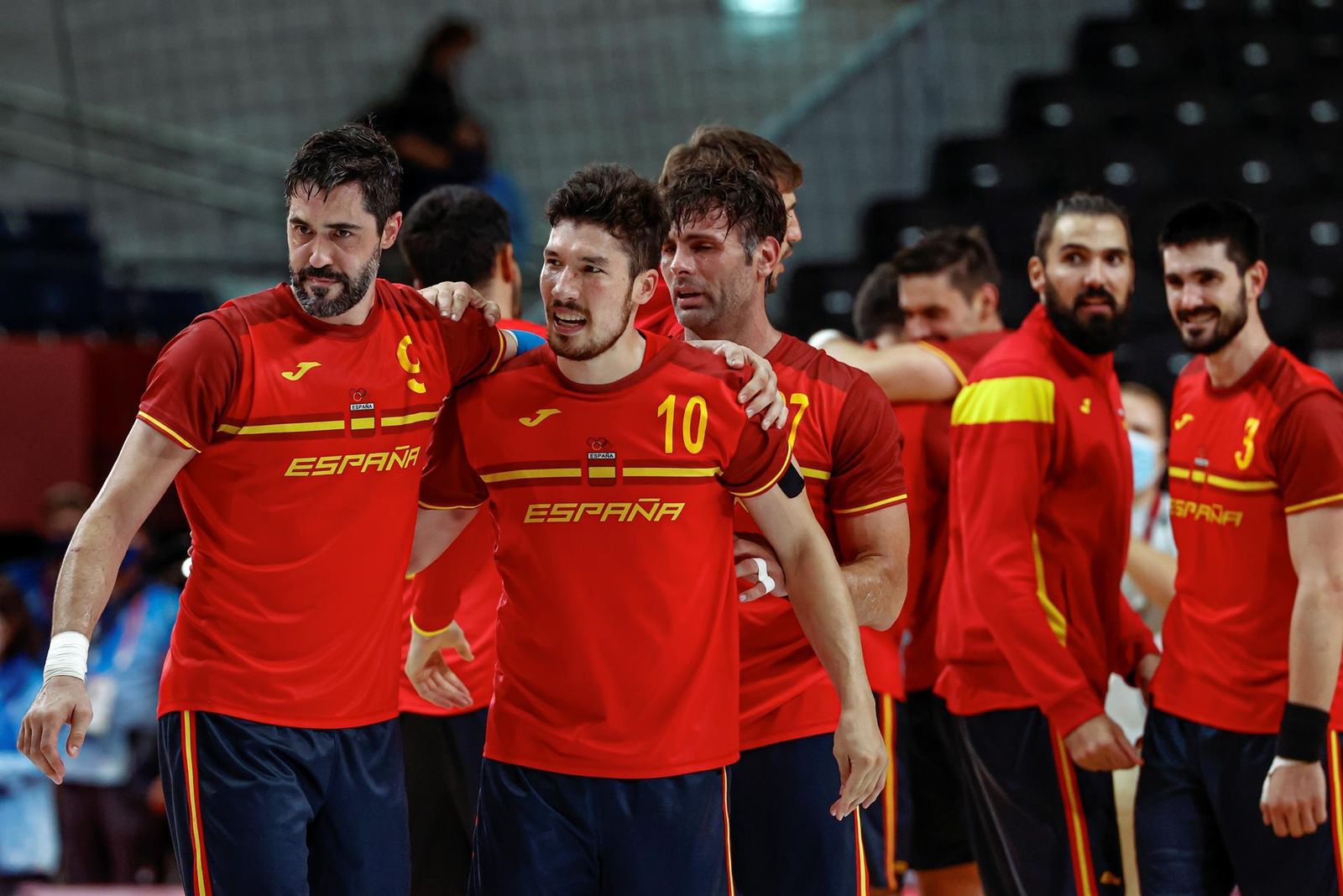 Los jugadores españoles Raúl Entrerríos y Álex Dujshebaev