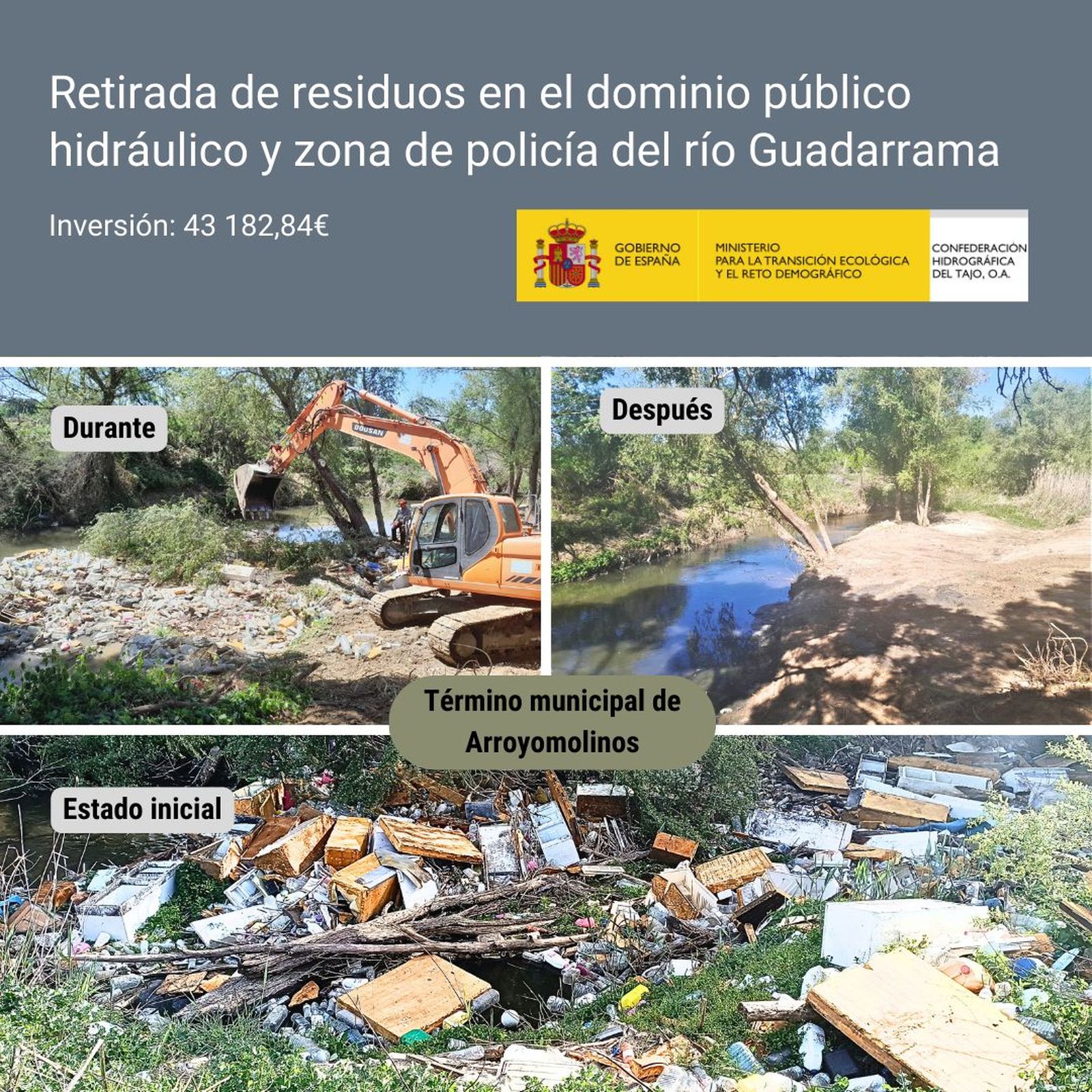 Limpieza del Guadarrama en el tramo de Arroyomolinos