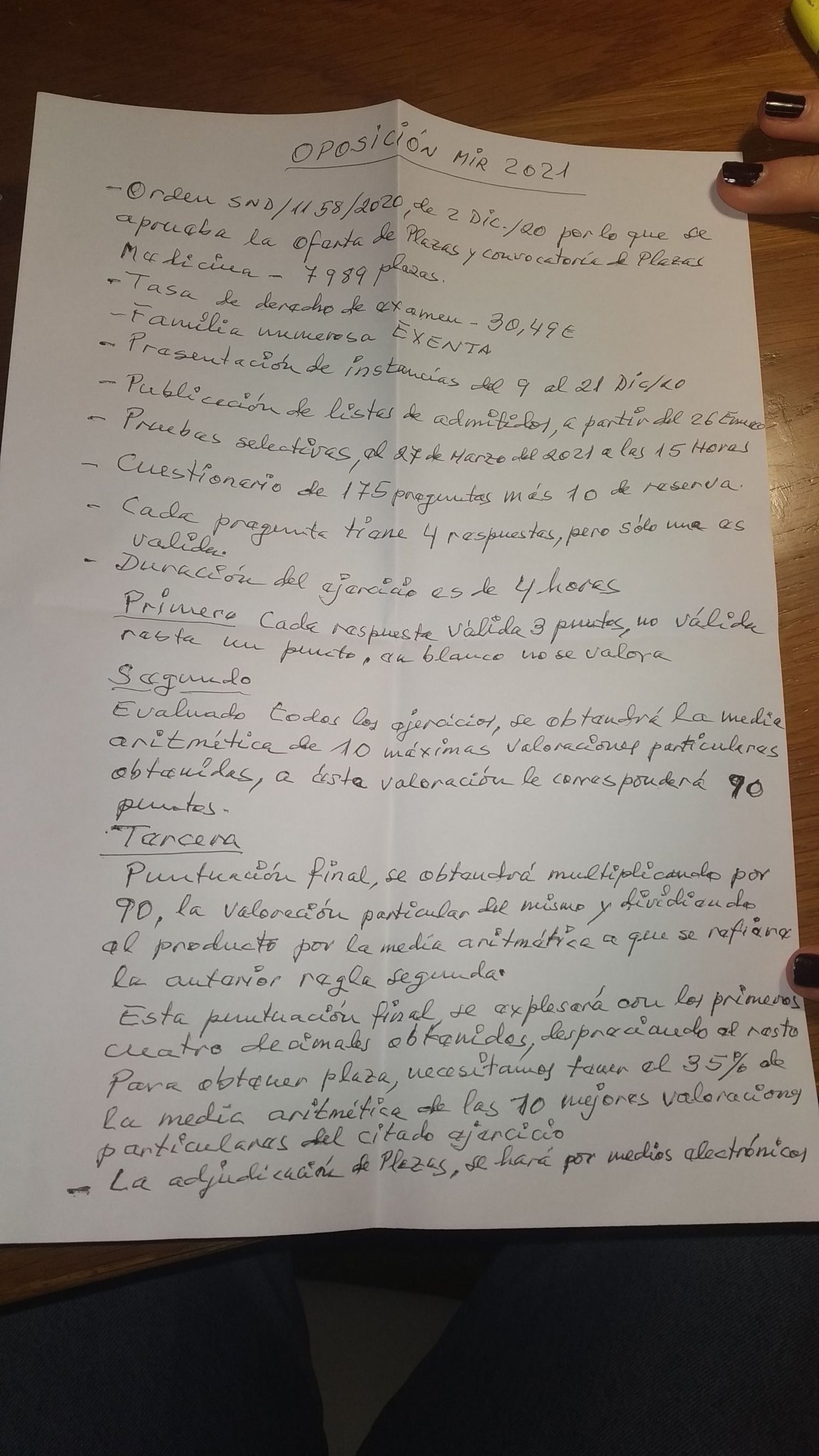 Un abuelo de 89 años simplifica en un folio las bases del MIR a su nieta
