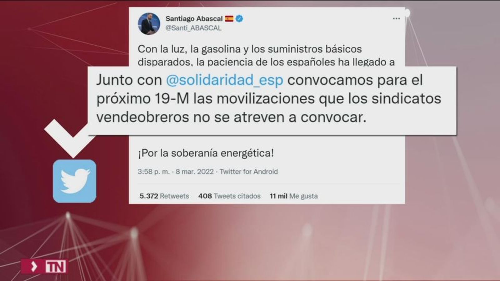 Vox convoca movilizaciones el 19 de marzo contra las subidas de precios