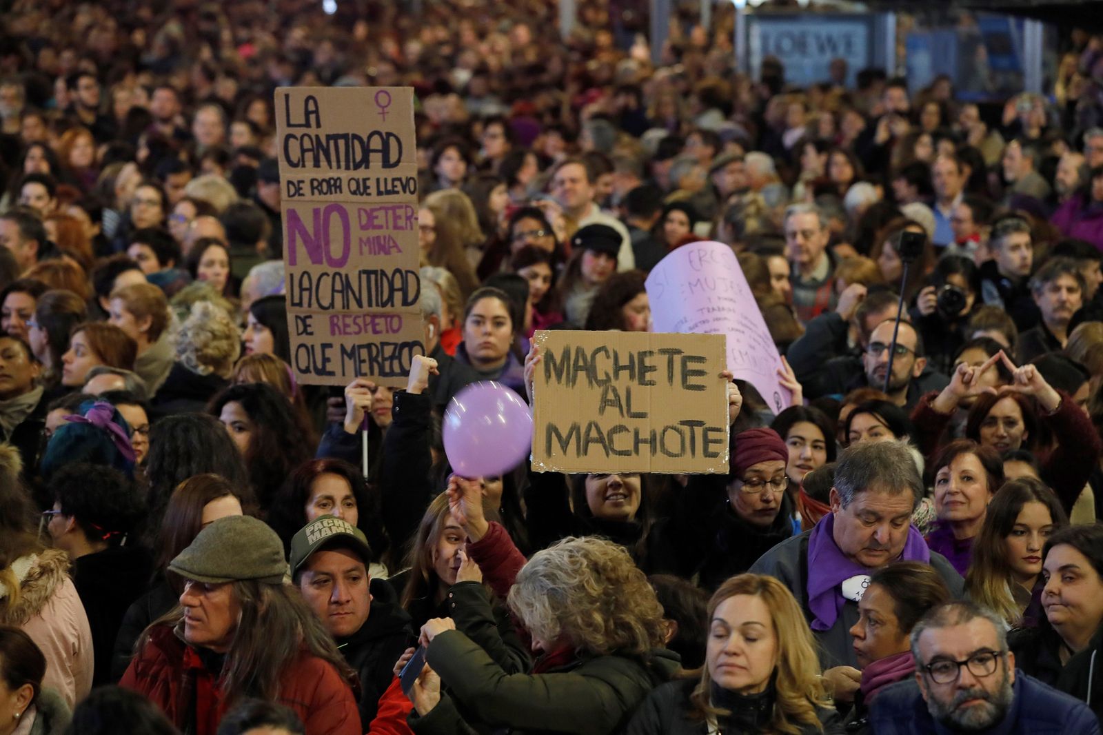 Detalle de la manifestación madrileña del 8-M
