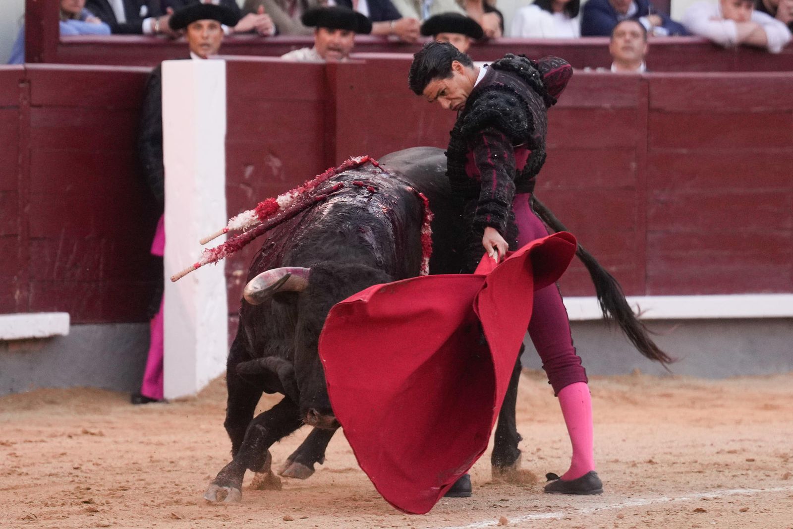 El diestro Pablo Aguado da un pase con el capote en Las Ventas