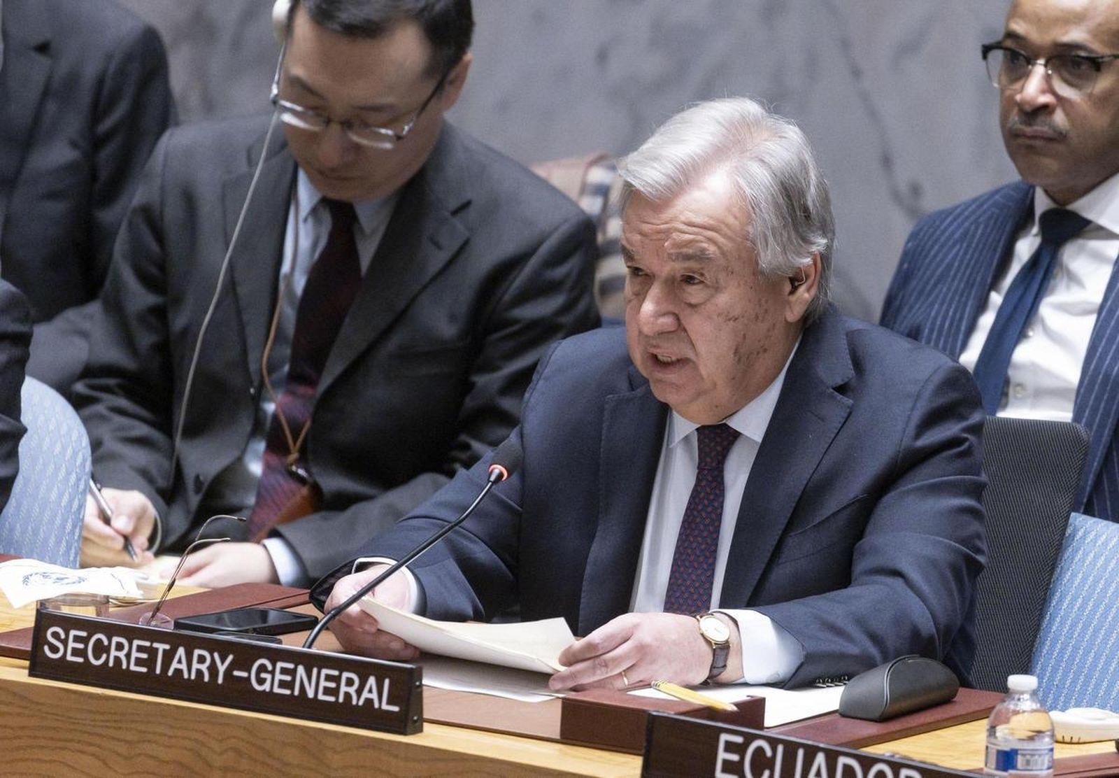 El secretario general de la ONU, António Guterres, durante su intervención en la reunión del Consejo de Seguridad