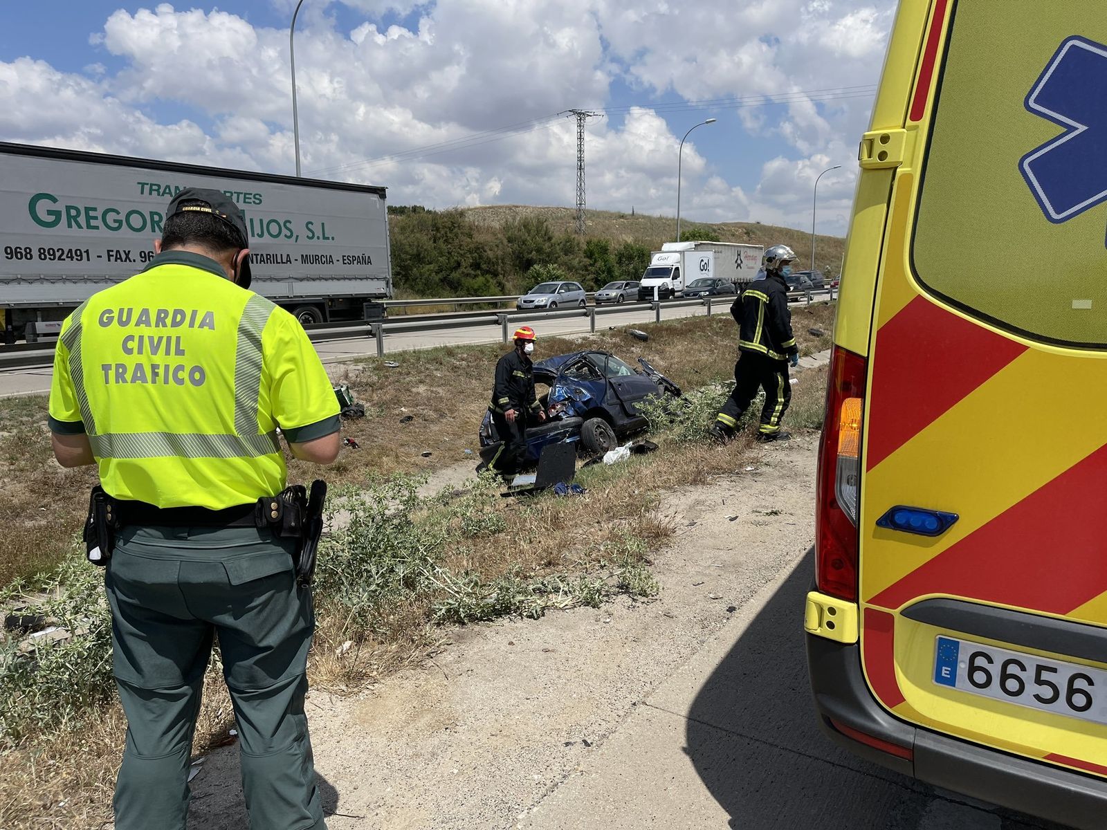 Estado en que ha quedado el vehículo siniestrado en la M50
