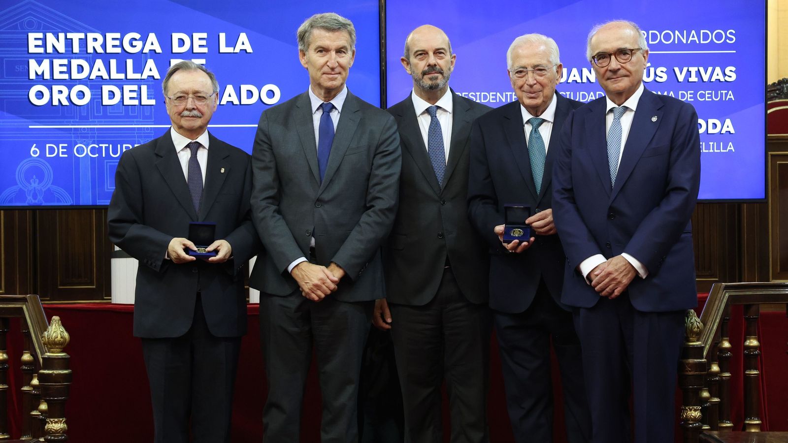 El Senado entrega la Medalla de Oro a los presidentes de Ceuta y Melilla