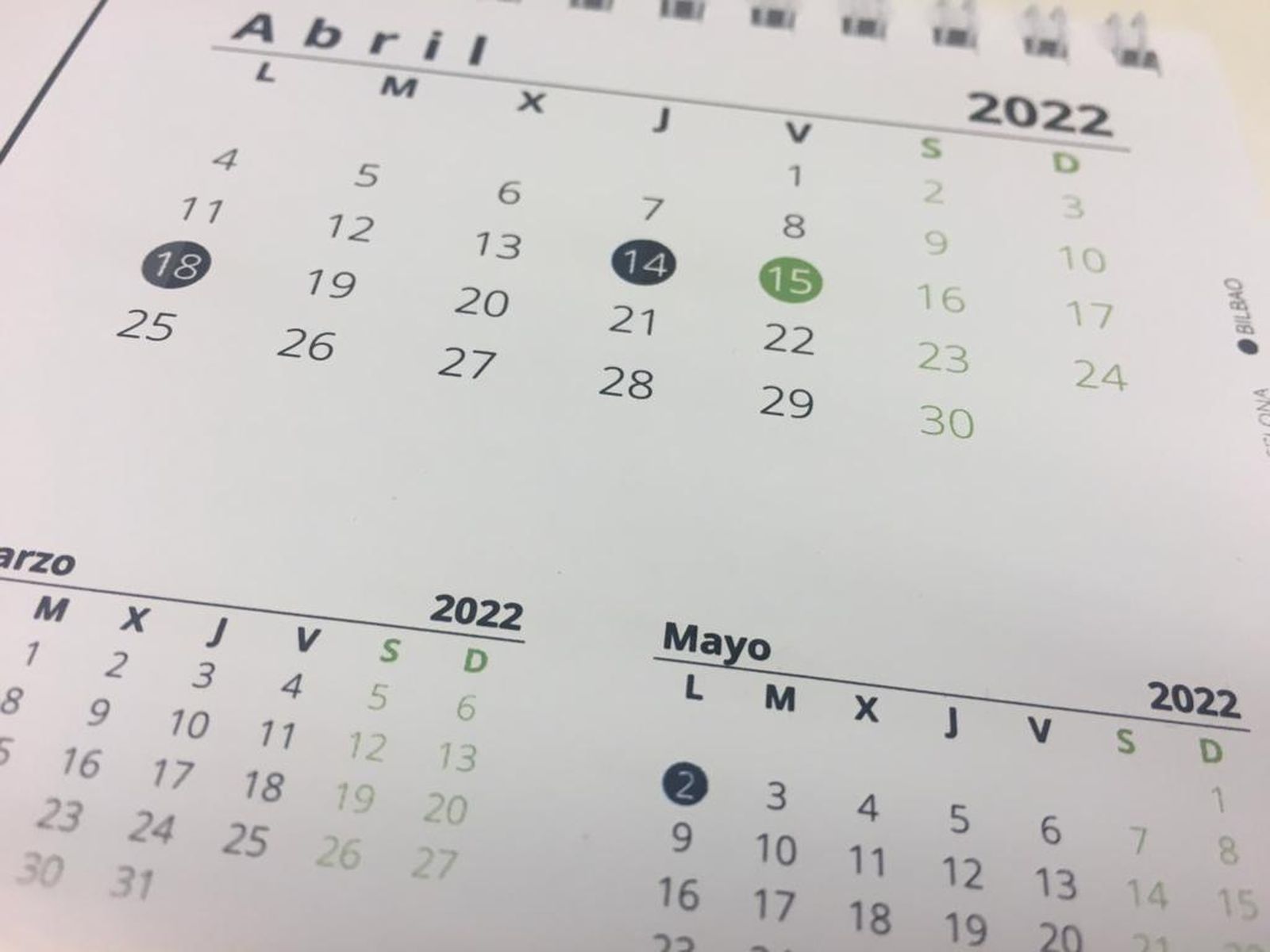 Calendario 2022