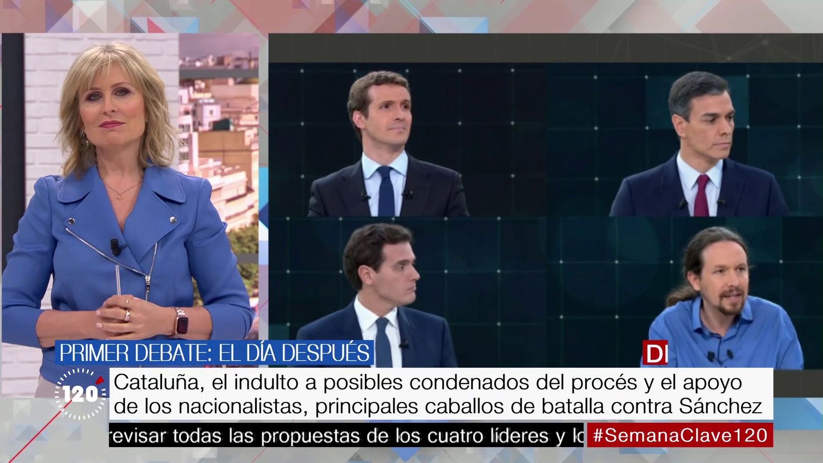 Los rifirrafes del primer debate electoral entre Casado, Rivera, Sánchez e Iglesias