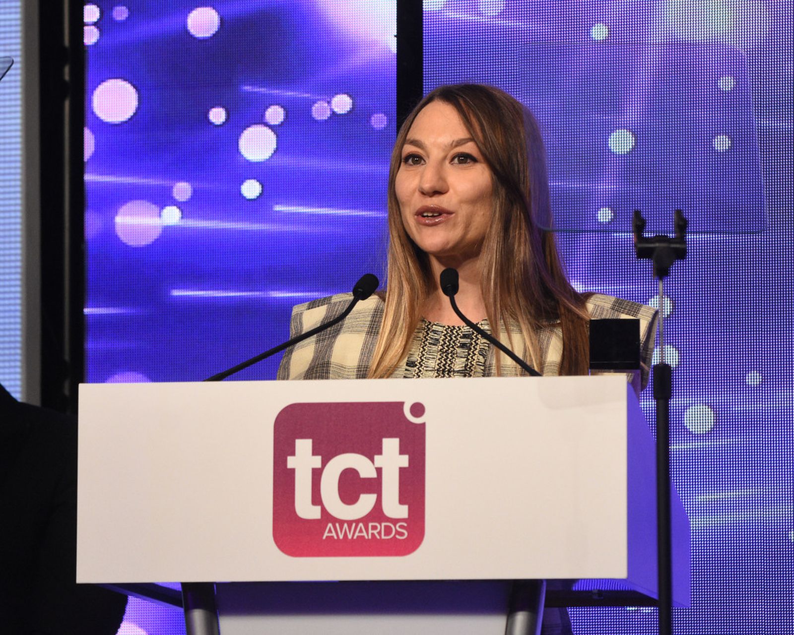 Alba González Álvarez en la entrega del premio TCT de impresión 3D