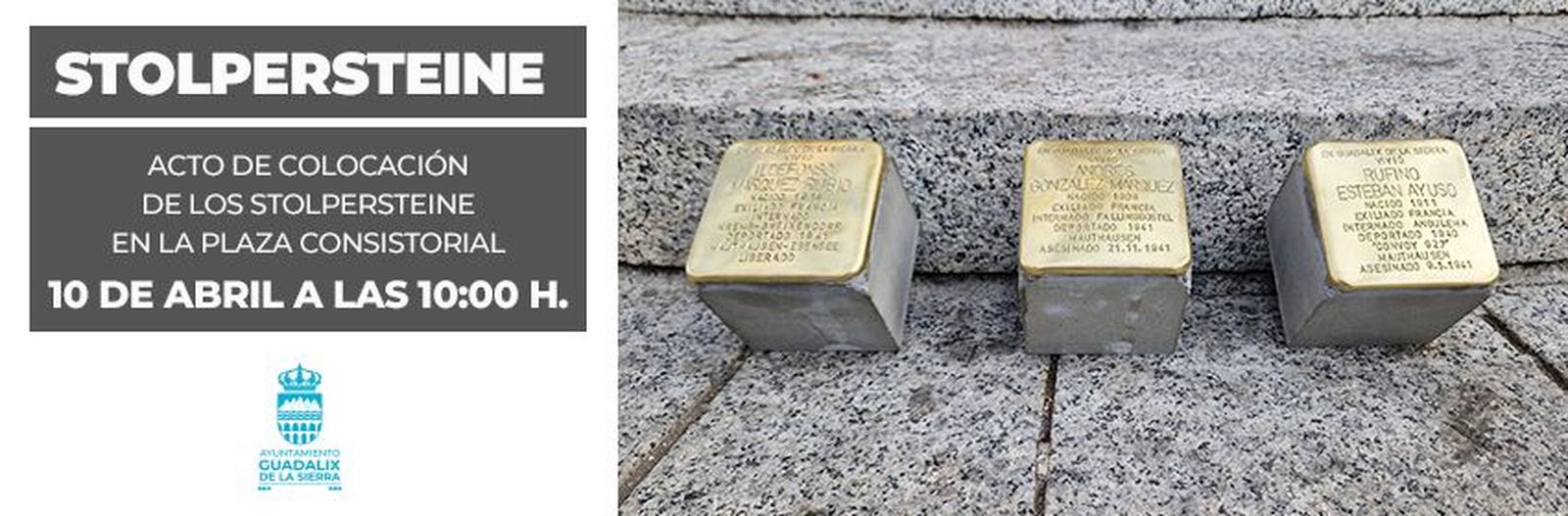 Los stolpersteine dedicados a los 3 vecinos de Guadalix de la Sierra deportados a Mathausen