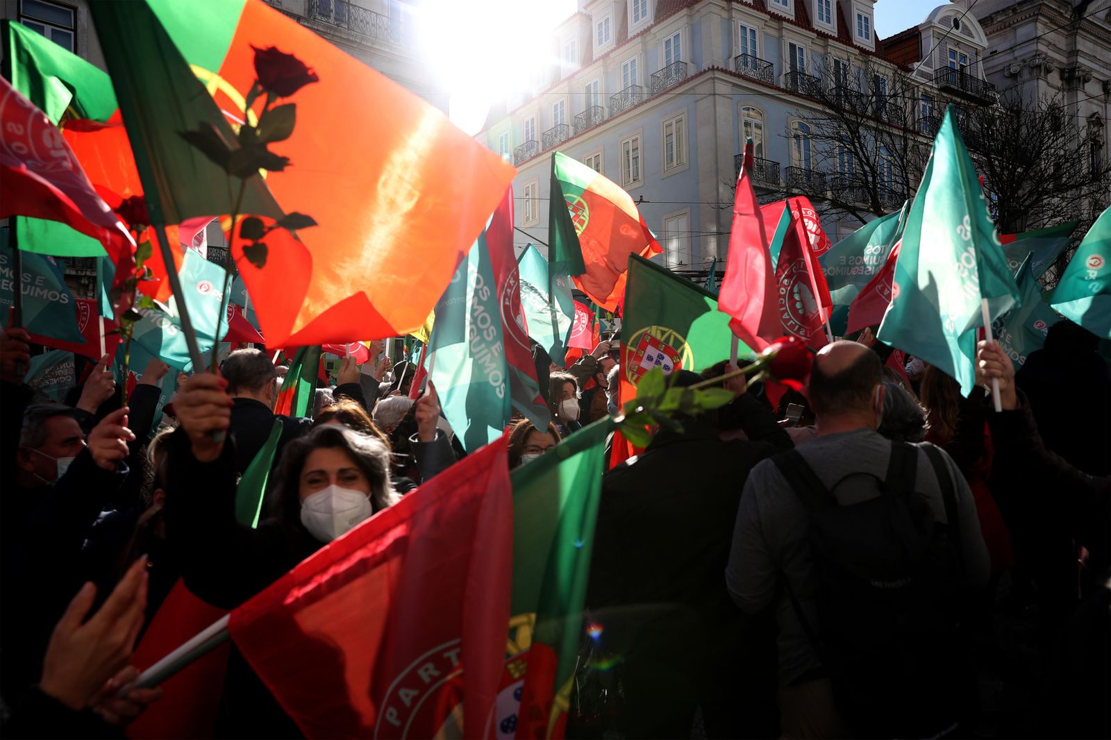 Simpatizantes del partido socialista en Lisboa