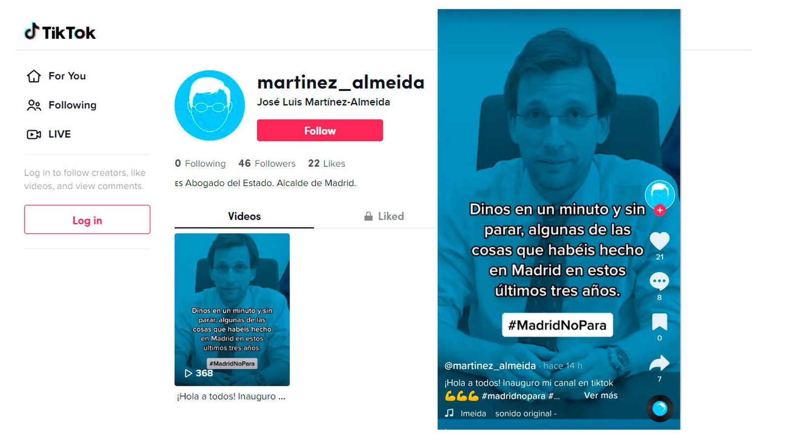 Almeida se estrena cuenta en TikTok