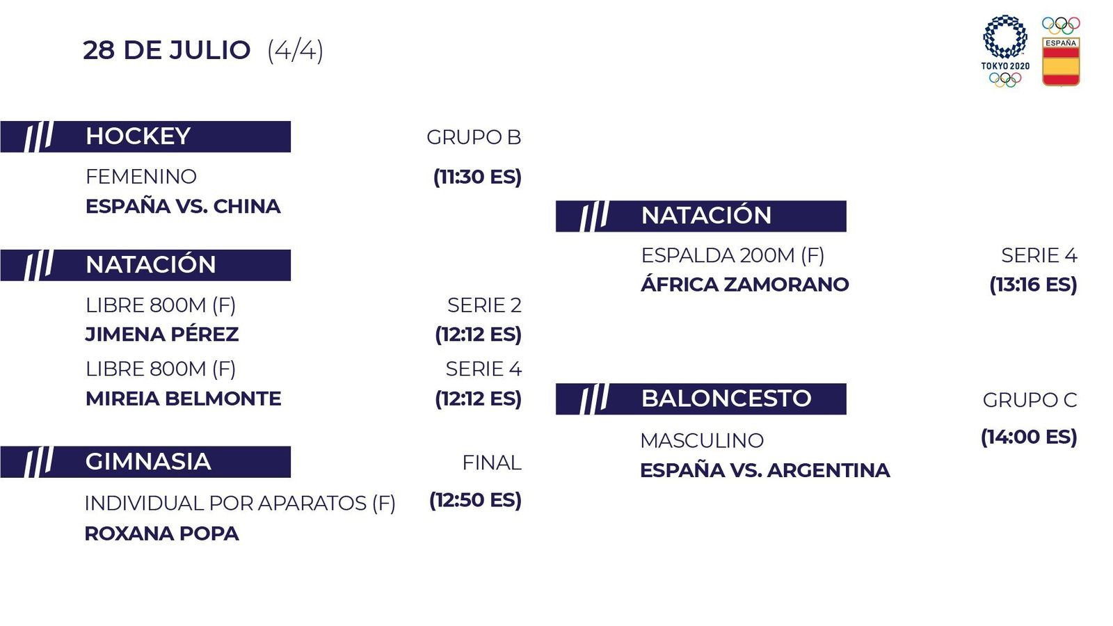 Calendario del 29 de julio