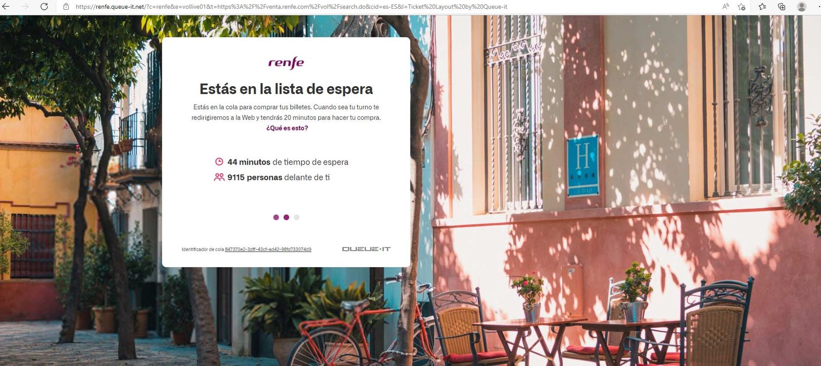 Mensaje de la web de renfe este viernes a primera hora