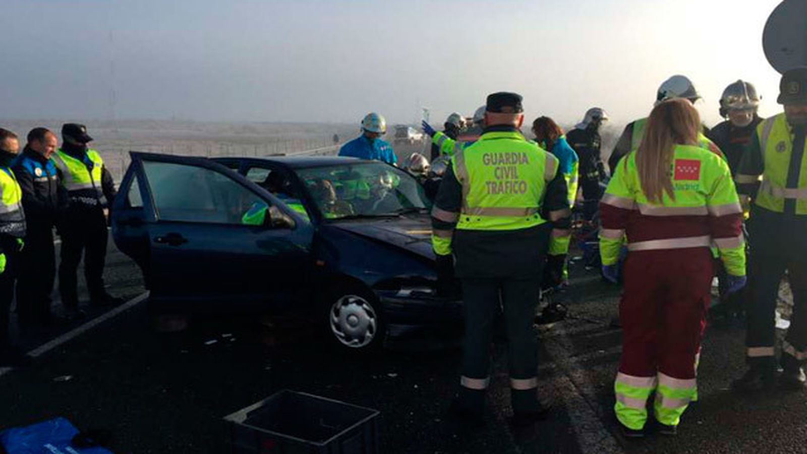 Un herido grave y otro leve en un choque frontal entre coches en Griñón