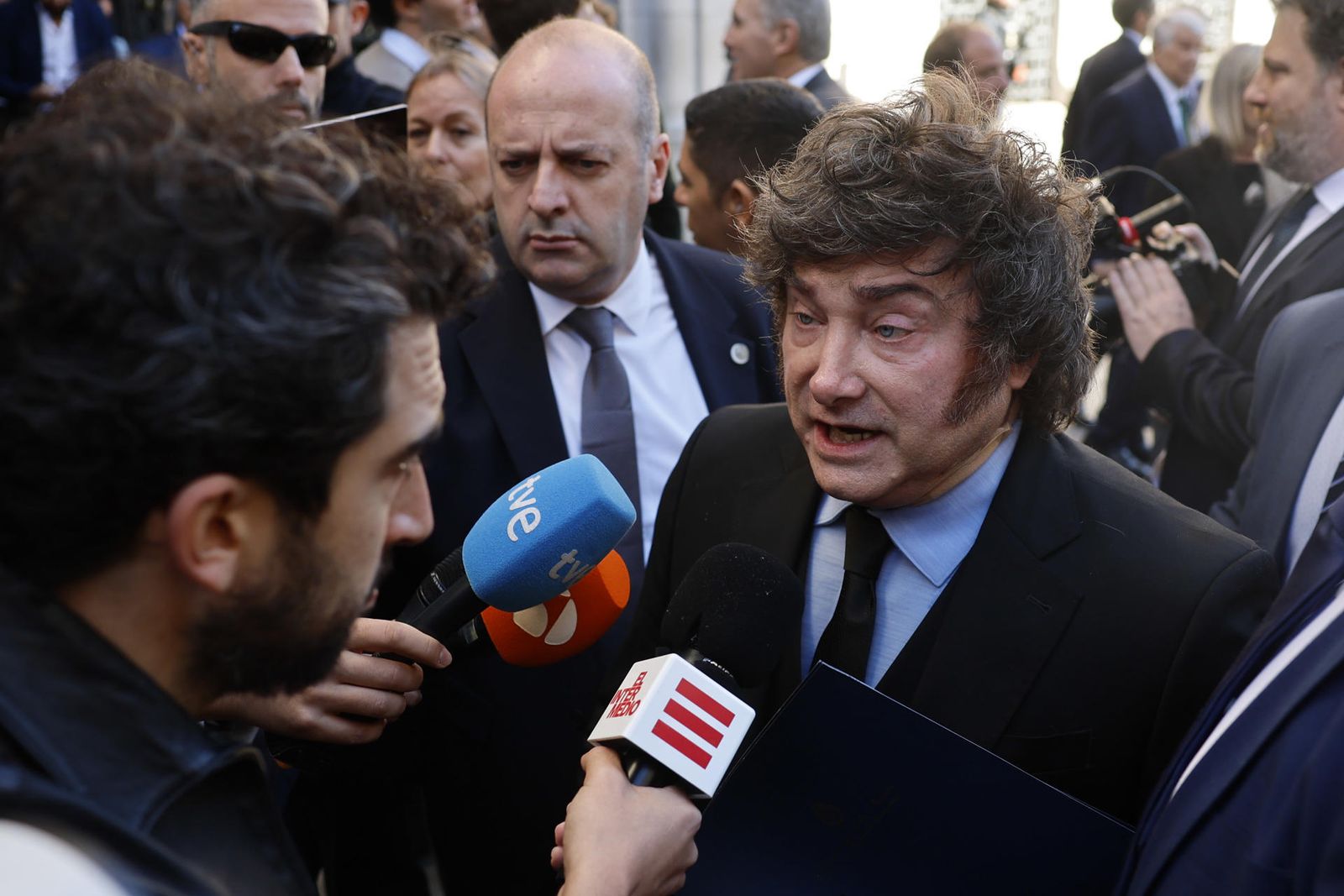 El presidente de Argentina, Javier Milei, tras un desayuno informativo en Madrid