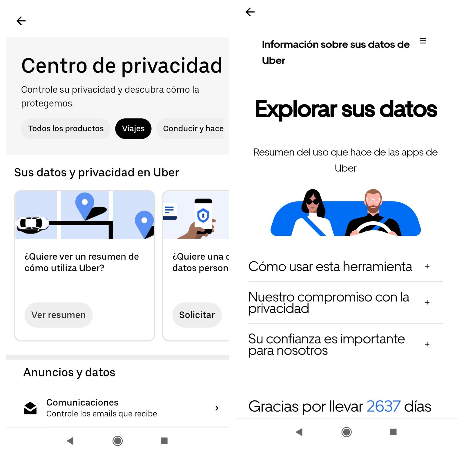 Pantalla de la app Uber02