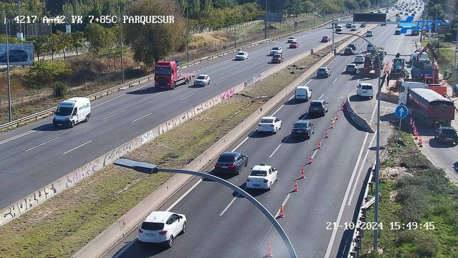 Tramos de la A-42 a la altura de Leganés afectado por las obras