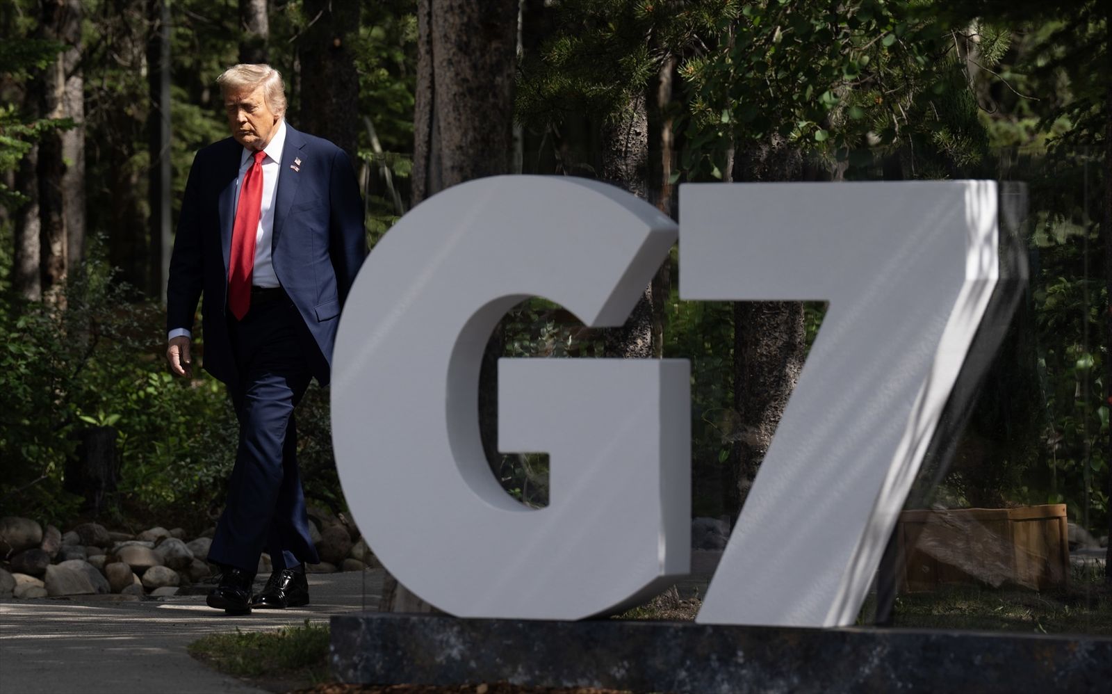 El presidente estadounidense, Donald Trump, durante la cumbre del G7
