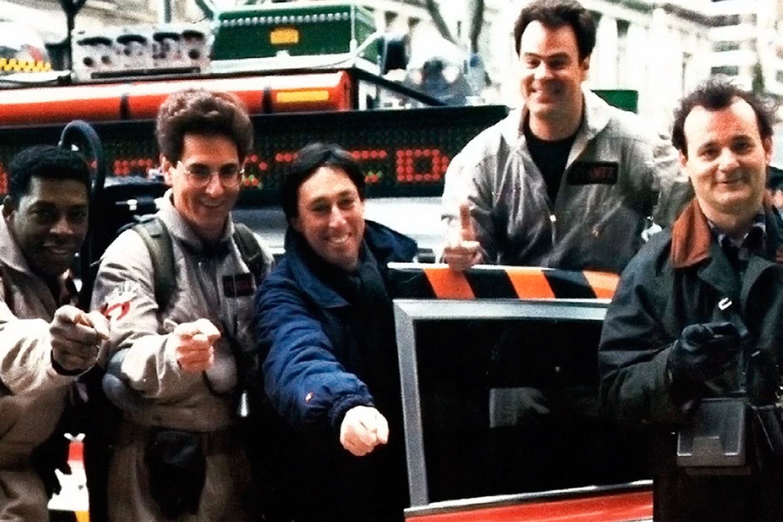 Ivan Reitman con los protagonistas de 'Cazafantasmas'