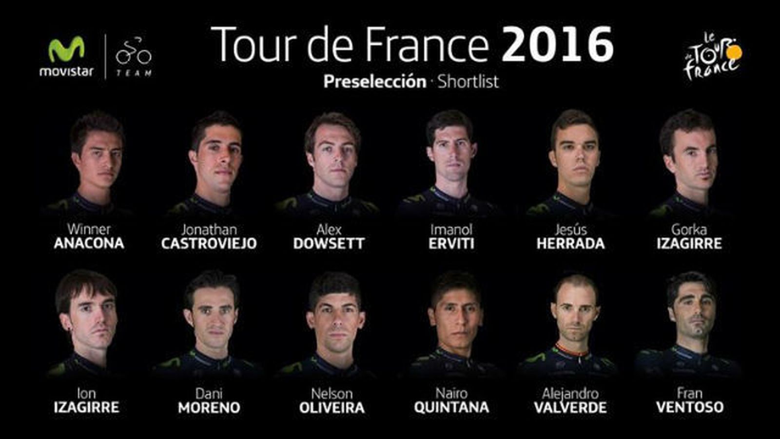 Preselección del Movistar para el Tour