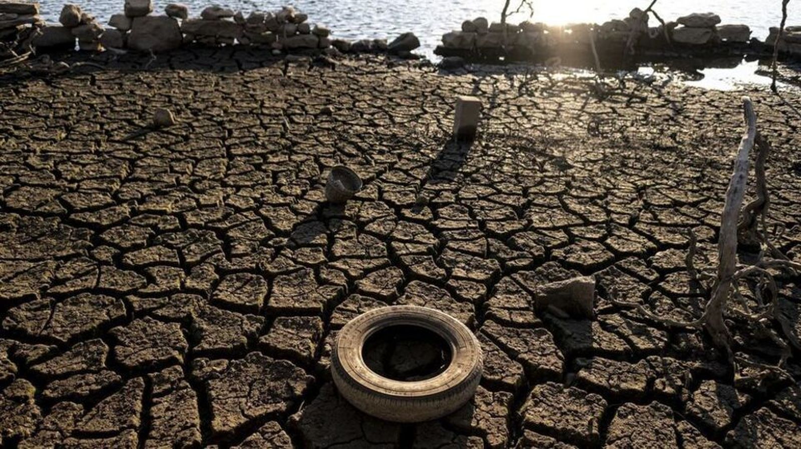 Lecho de un pantano a la vista por el descenso del nivel del agua