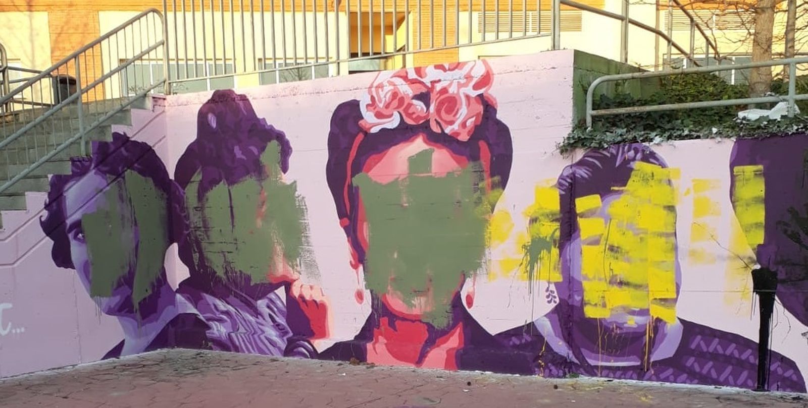 Mural vandalizado en Getafe