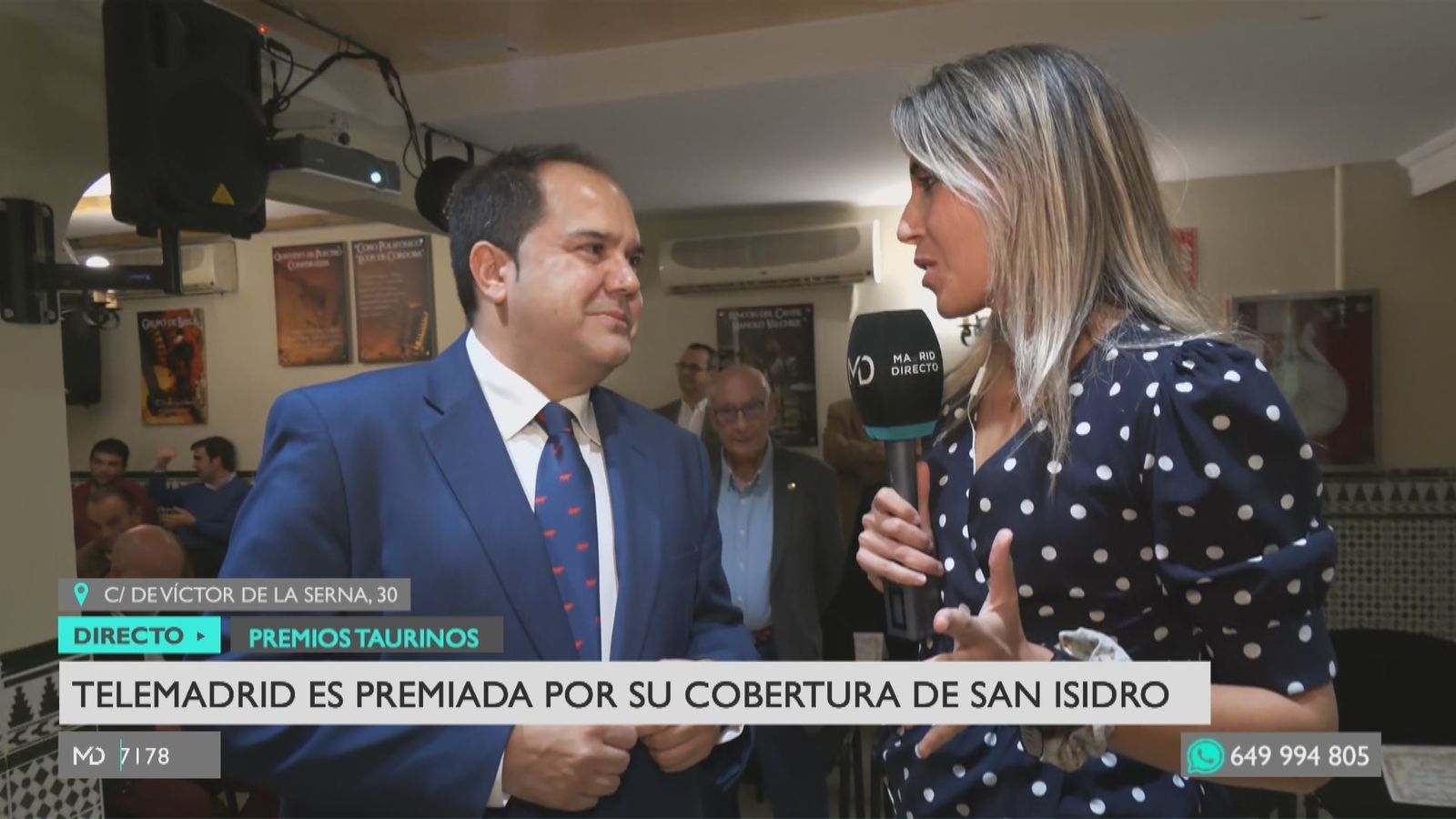 Telemadrid, premiada por la Casa de Córdoba en Madrid por la retransmisión íntegra de la Feria de San Isidro 2025