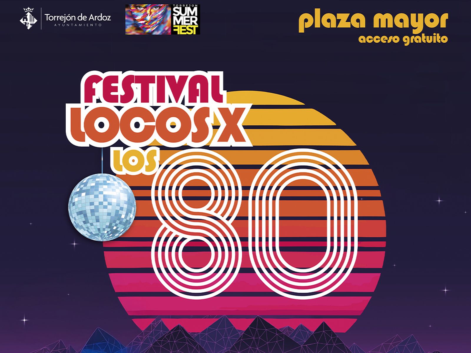 Cartel del festival locos x los 80 en Torrejón de Ardoz