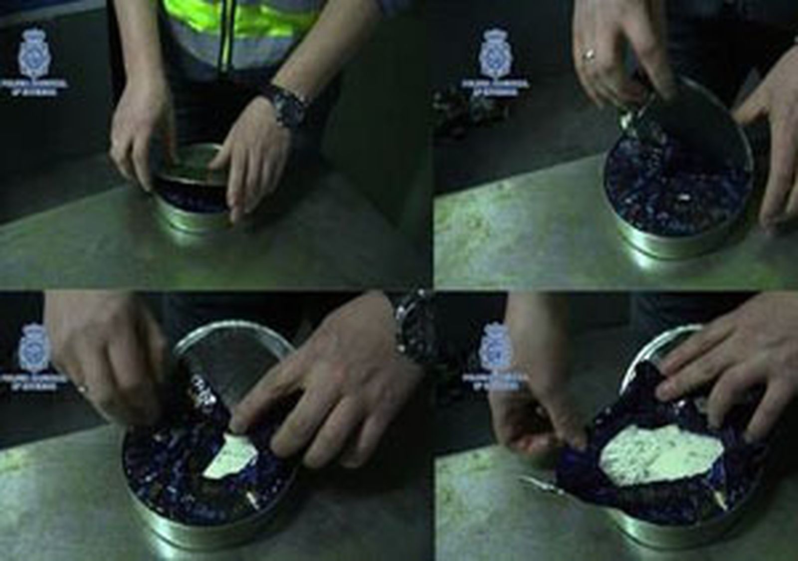 Droga en latas de almibar