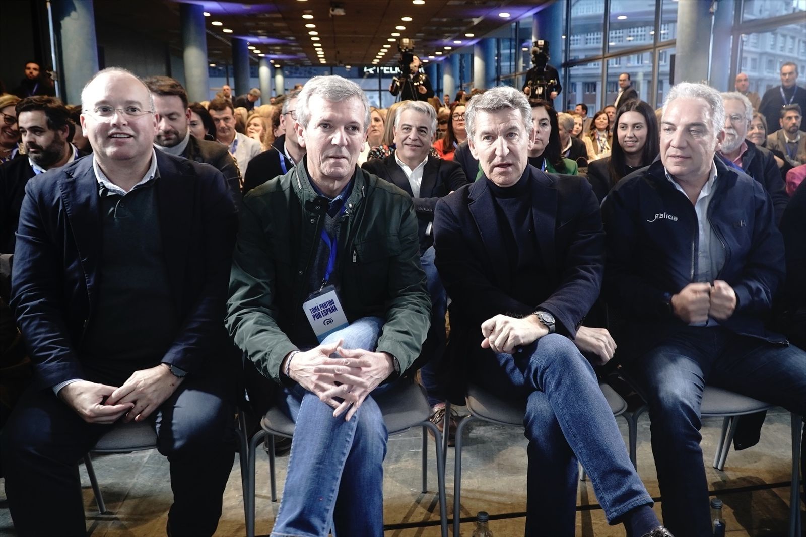 Tellado, Rueda, Feijóo y Bendodo en la Interparlamentaria del PP en A Coruña