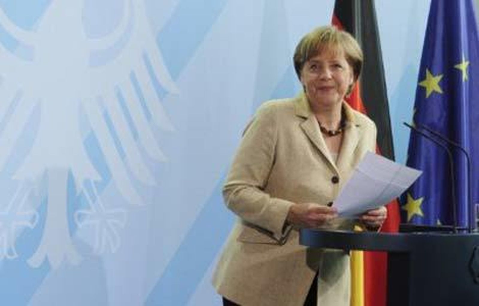 Angela Merkel durante una rueda de prensa en la Cancillería alemana