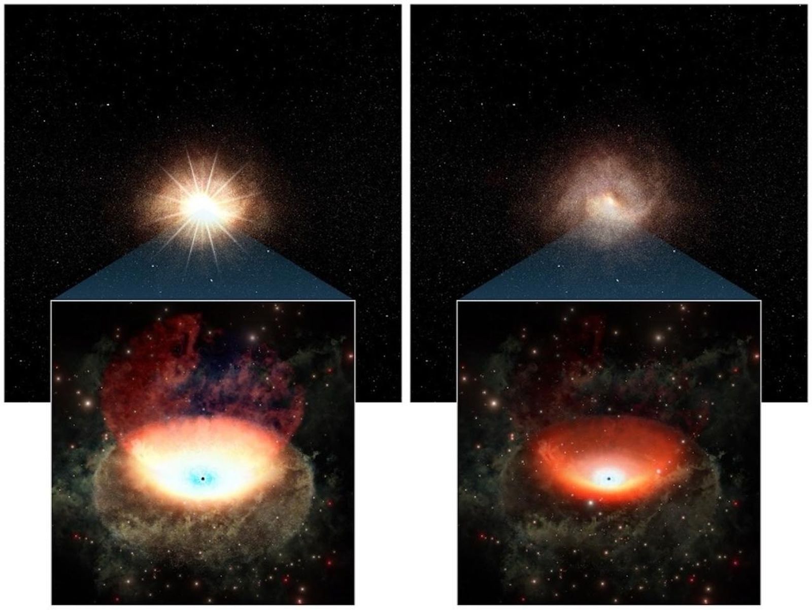 Descubren un agujero negro supermasivo a 10.000 millones de años luz que pierde brillo de forma muy rápida