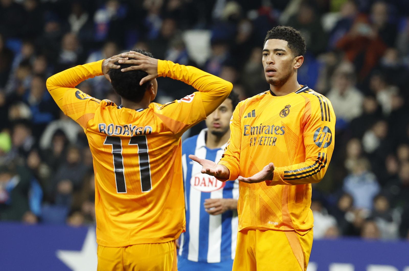 Rodrygo y Bellingham se lamentan