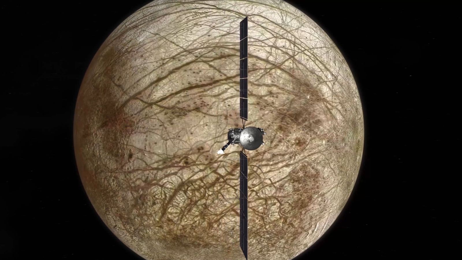 Simulación del viaje de Europa Clipper a Europa, la luna helada de Júpiter