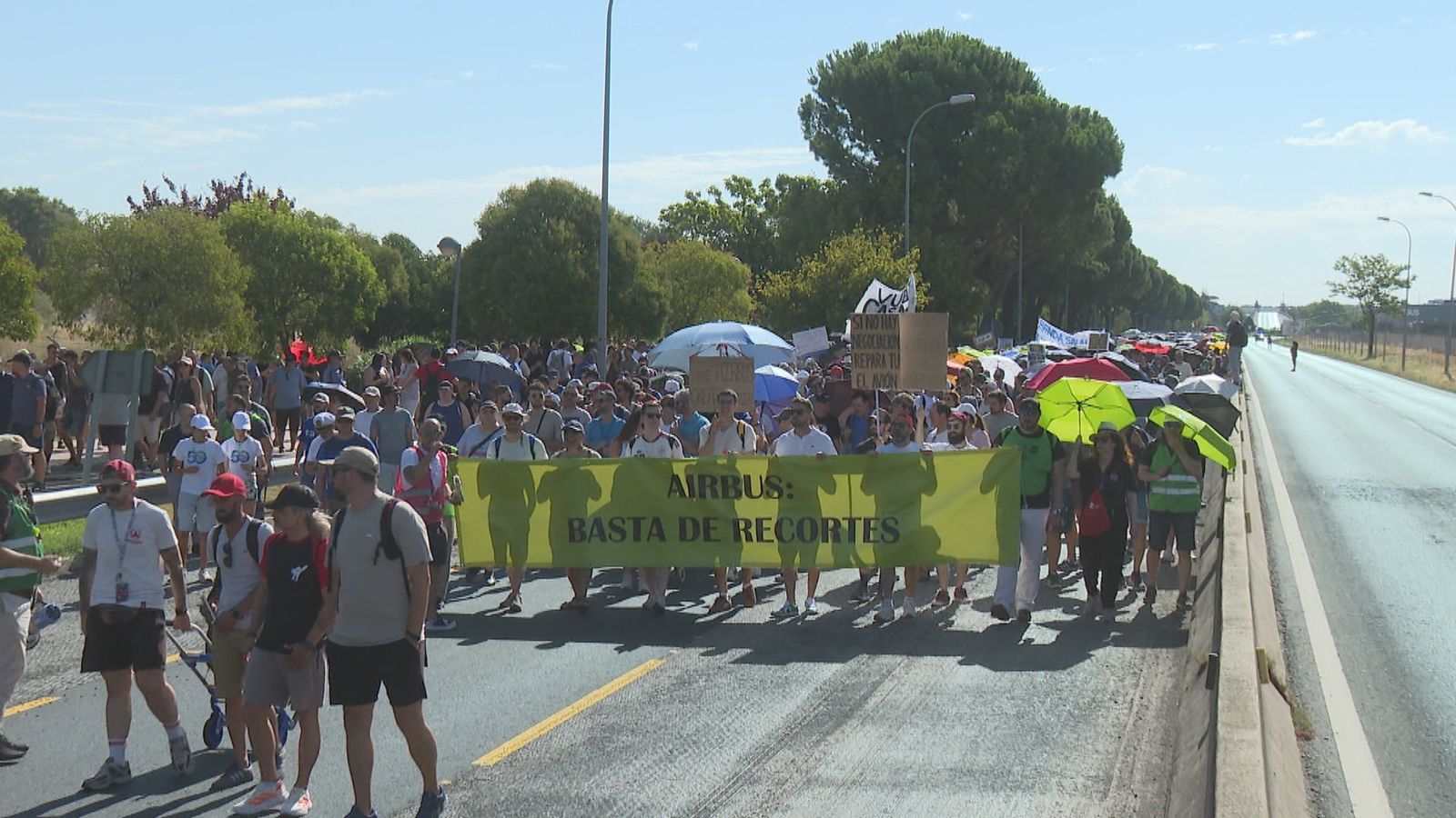 Protesta en Getafe de trabajadores de Airbus
