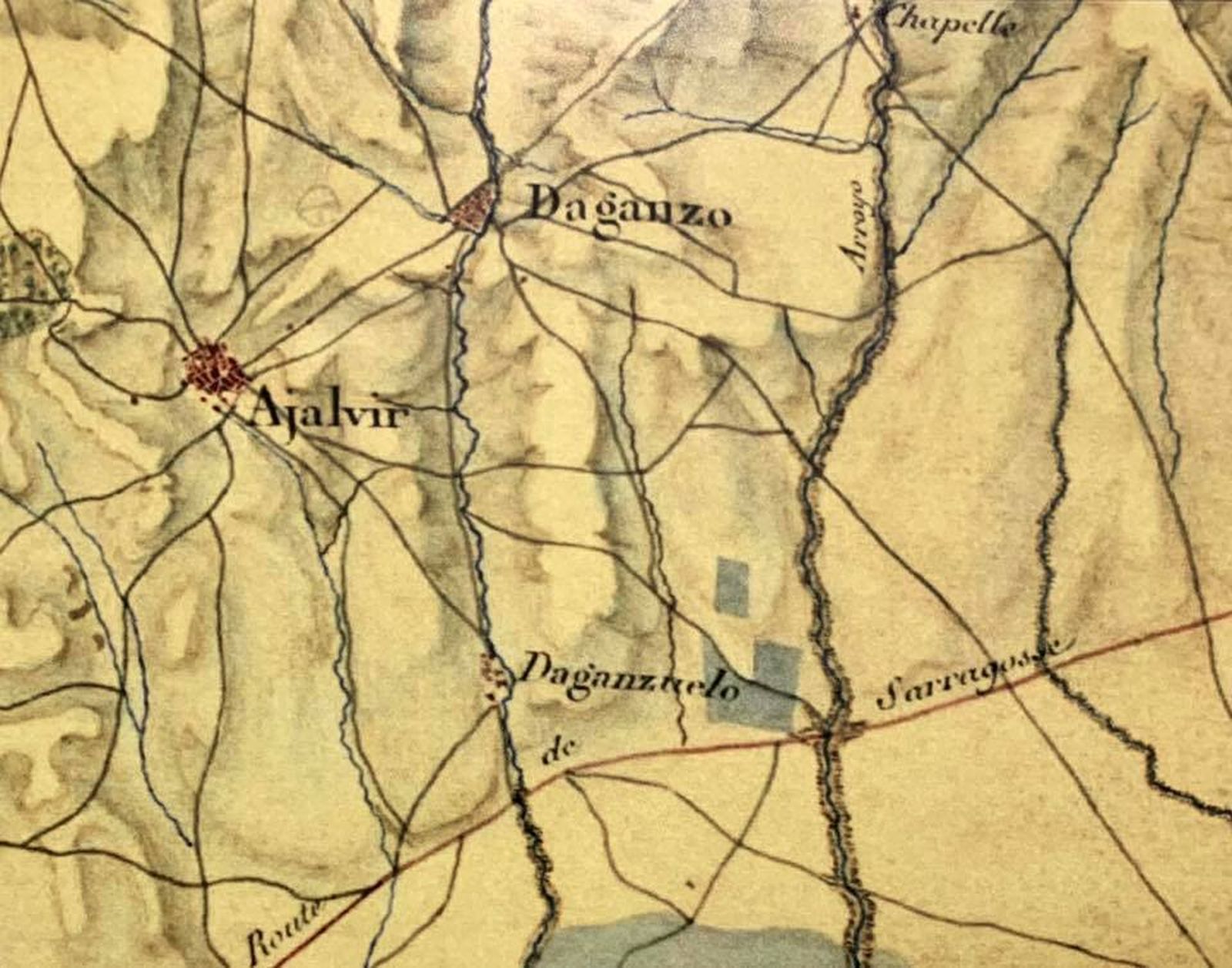 Mapa histórico con las ubicaciones de Daganzo y Daganzuelo